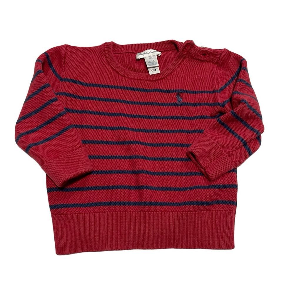 Polo Ralph Lauren Red Striped Knit Crewneck Sweater